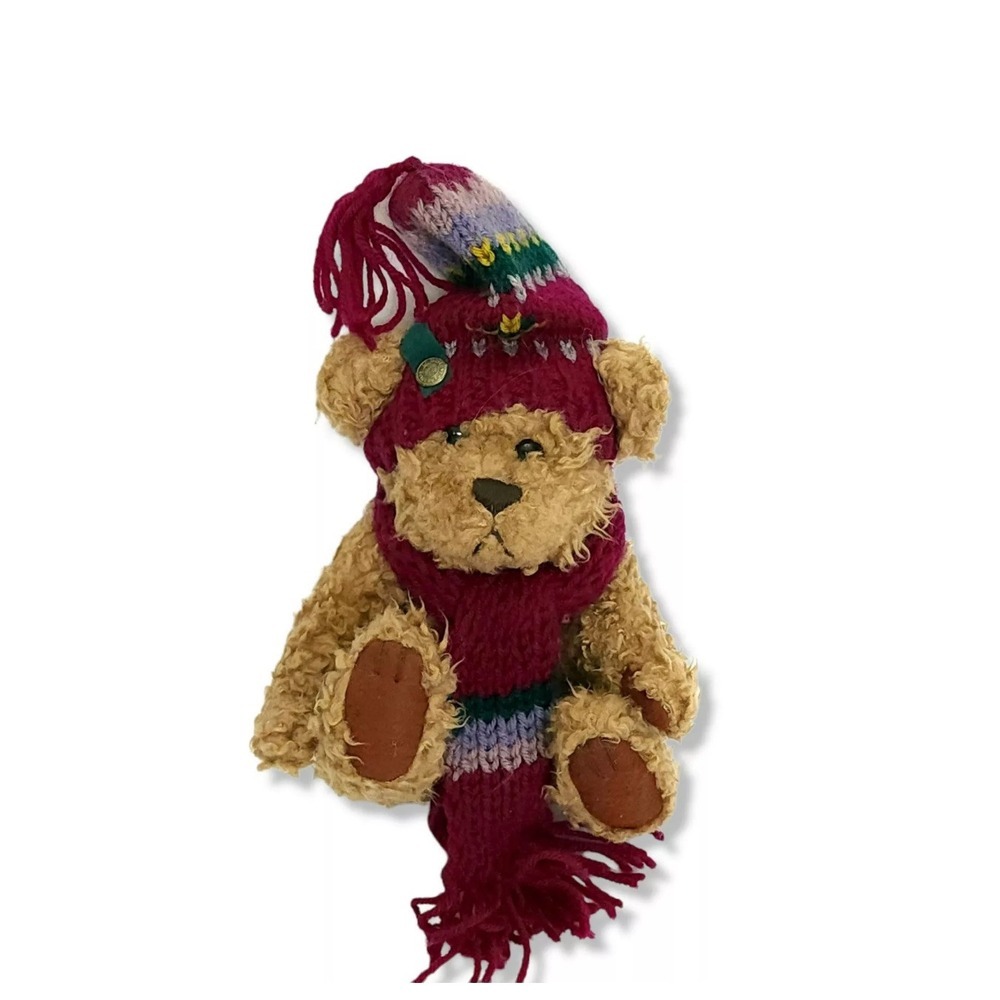 VTG 1996 Pickford Brass Button Bear DOOLEY Winter Hat Scarf 8" (sitting)‎